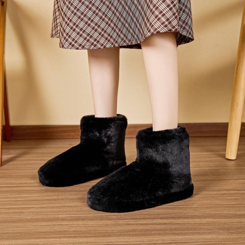 Cross-border autumn and winter new plush medium boots women's foreign trade wholesale home cotton shoes non-slip warm bag and cotton slippers
