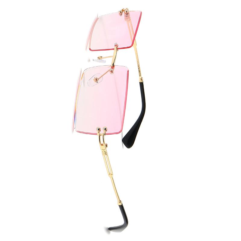 Rimless Rectangular Sunglasses Stylish Beautiful Comfortable UV Protection Rimless Sunglasses for Women