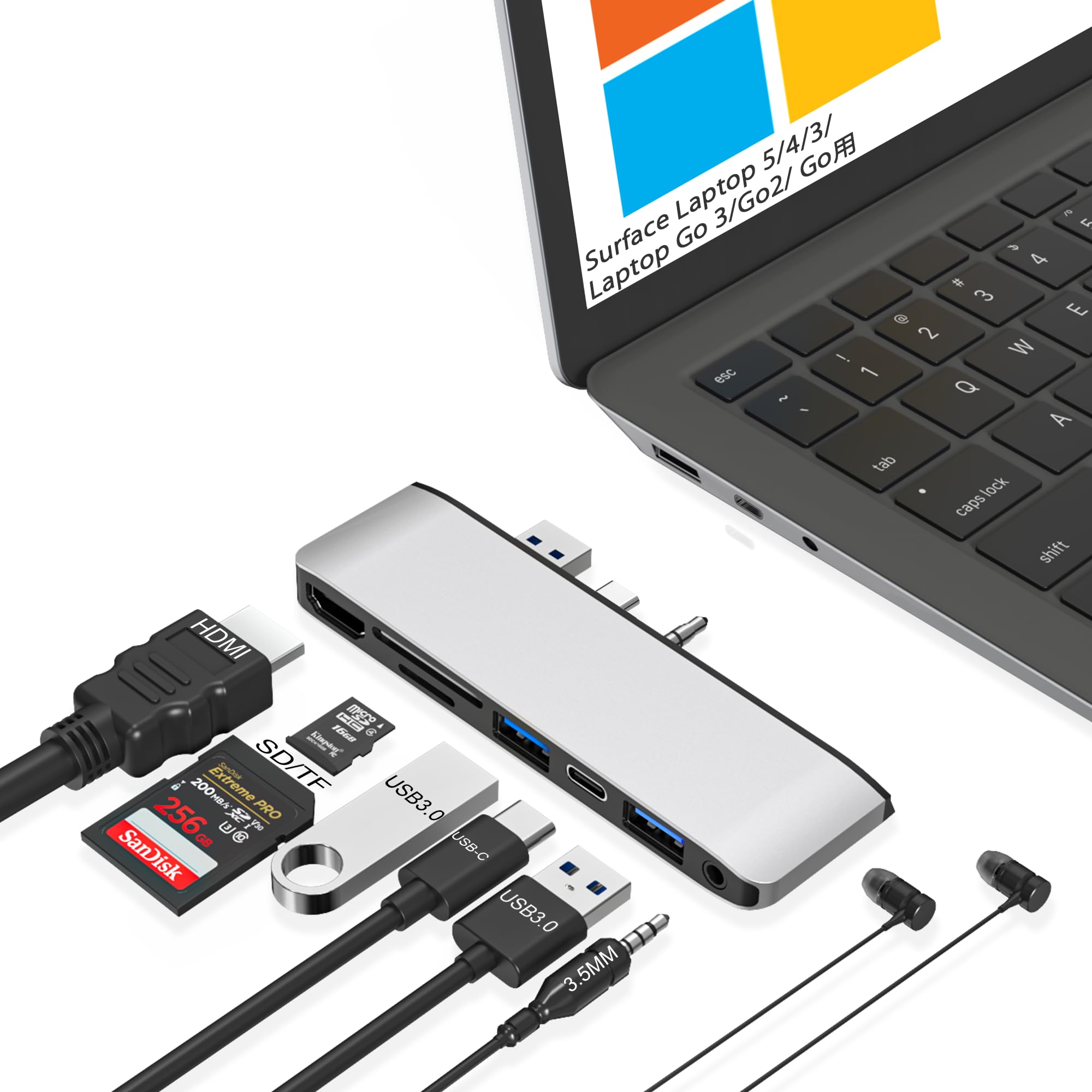 

Microsoft Surface Laptop Surface Laptop Go USB Hub 4K HDMI Port USB Card Slot Аудио порт Surface Laptop Go Conversion USB Dog Multiport Hub 6/5/4/3