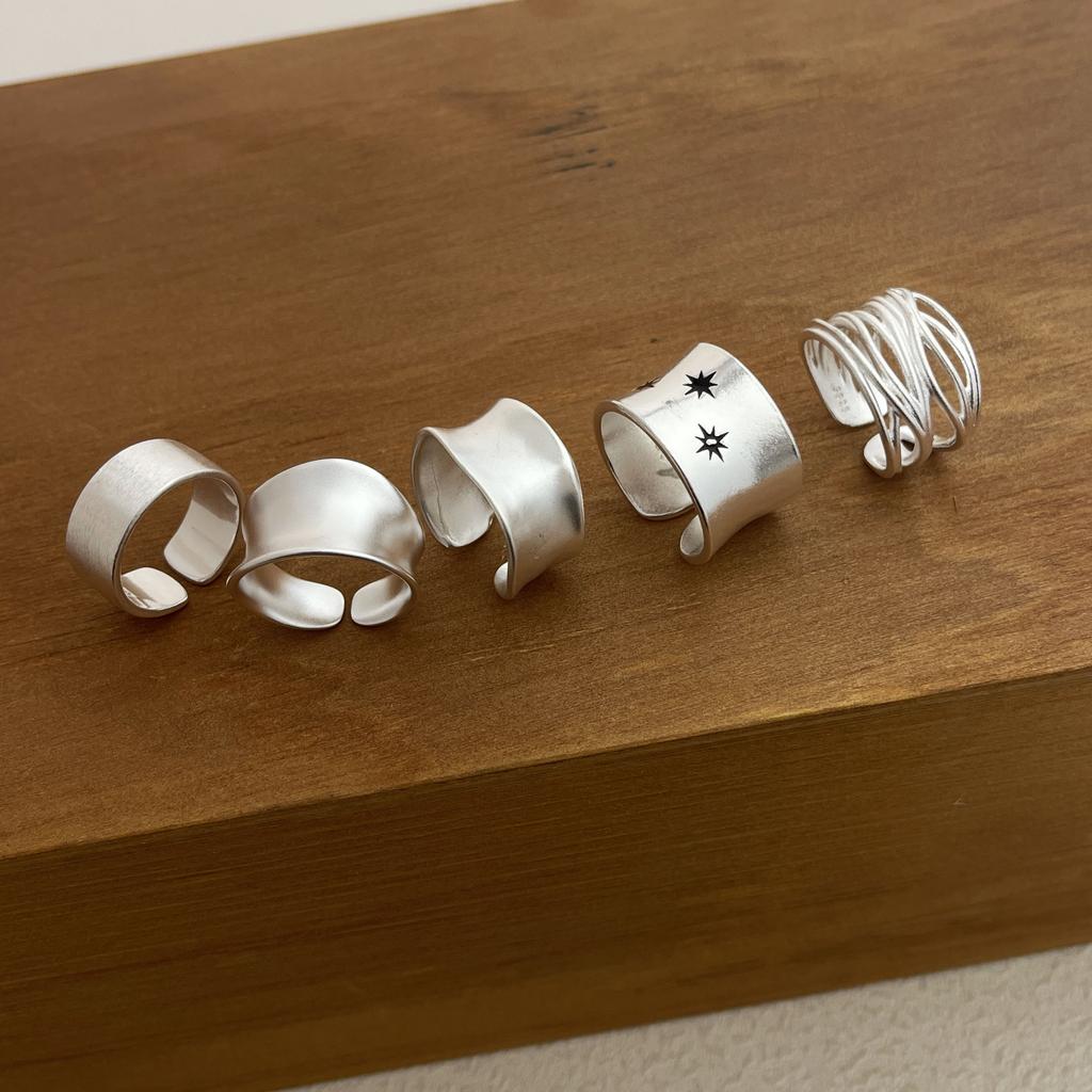 925 Sterling Silver Rings for Women Couple Minimalist Handmade Simple Shinning Inter Ring Set Party Jewelry Gift Prevent Allergy