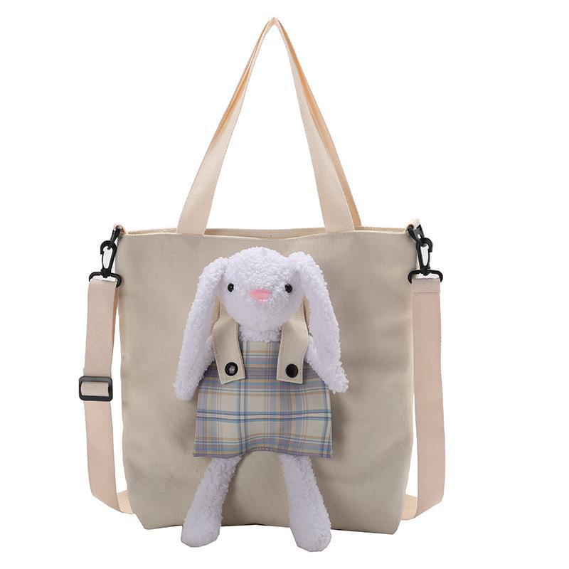 Broken color clearance canvas bag female Japanese cartoon rabbit female large bag student class bag large capacity tote bag