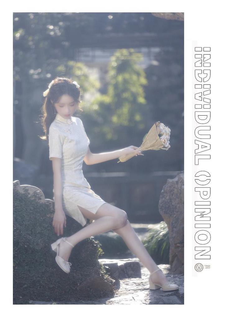 Petite White Retro Cheongsam 2025: Autumn High-End Short Dress for Girls