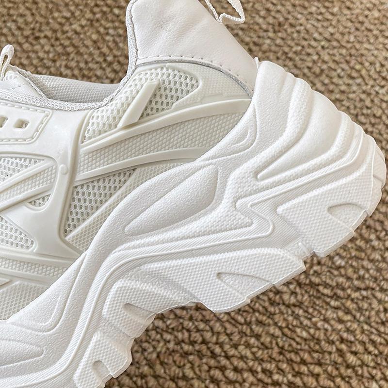 Women Fashion Platform Sport Shoes Women Summer Black Casual Chunky Sneakers Women Mesh Leather Platform