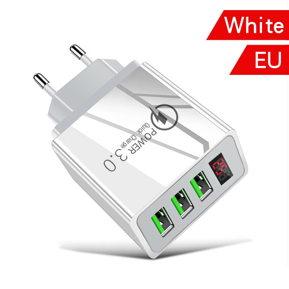 

Швидкий 3-USB зарядний пристрій 5V 3.1A зі смарт-екраном та цифровим дисплеєм для мобільних телефонів