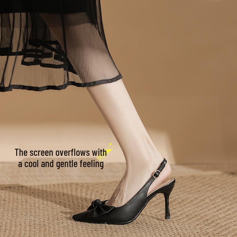 Damen Stiletto Spitzschuh Rückenfrei High Heels - Weiches Mikrofaserleder