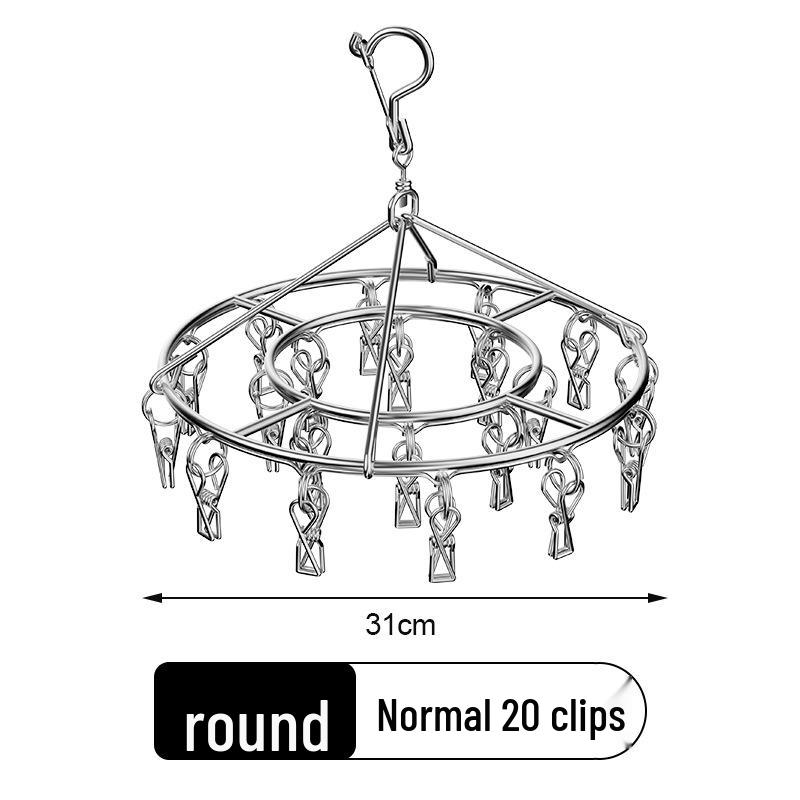 Wielofunkcyjny stojak do suszenia ubrań ze stali nierdzewnej z 20 klipsami do akademików i domów