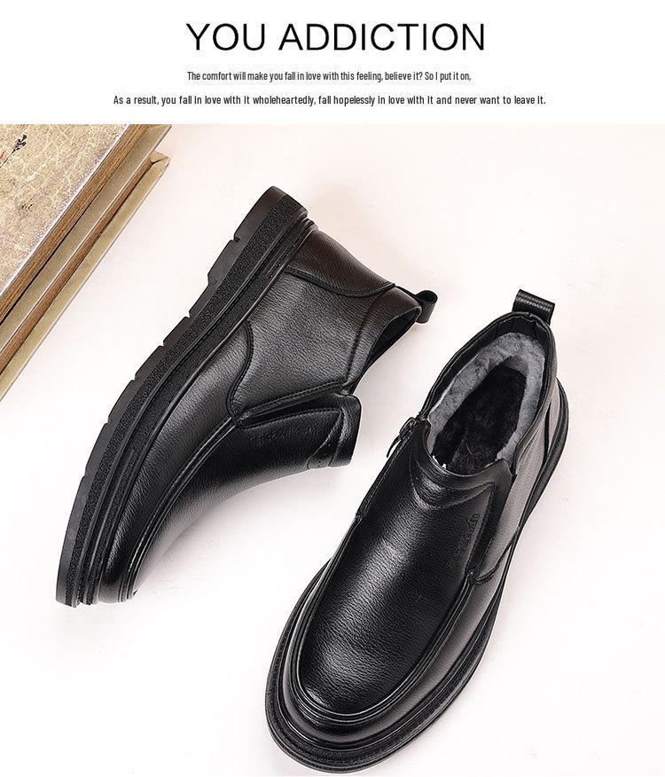 Men's High Top Fur and Leather Boots for Middle-Aged and Elderly  