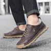 Fashionable Men's Breathable Casual Leather Shoes 2025 New Outdoor Versatile Lace Up Comfortable Sports Casual Leather Shoes