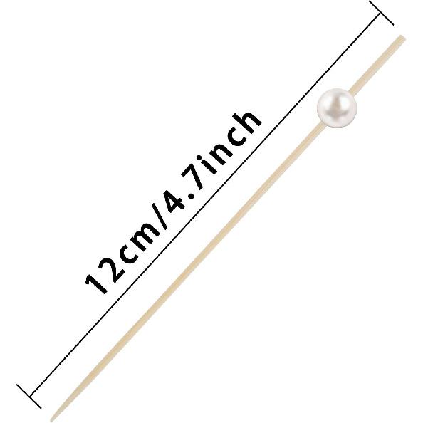 100 Pcs Cocktail Picks for Appetizers - Long Decorative Toothpicks for Party, Fancy Bamboo Skewers Sticks for Food Drink - white