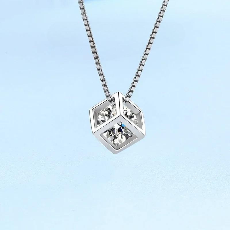 Daughter Adult s Day White Gold Necklaces Women Valentine s Day Moissanite Diamond Platinum Girl Birthday Gift