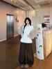 Korean Sweet Bow Tie Ruffle Polka Dot Women's Thermal Slimming T-shirt for Autumn/Winter