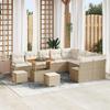 12-piece Garden Sofa Set with Beige Cushions Poly Rattan Acacia, 3-piece Garden Dining Set 3362566