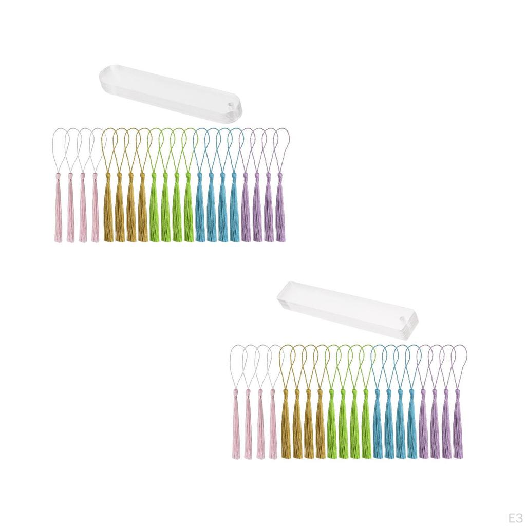 20 Stykker Akryl Bokmerker med Dusker Gaveetiketter Håndverk DIY-Prosjekter Lesing Håndlagde Bokmerker