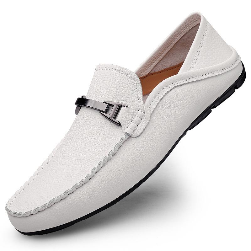 Loafu small leather shoes lazy driving casual shoes spring and summer low-top cover foot surface large size Doudou shoes