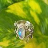 Natural Rainbow Moonstone Hand Made 925 Sterling Silver Ring Size  5.5 US A12