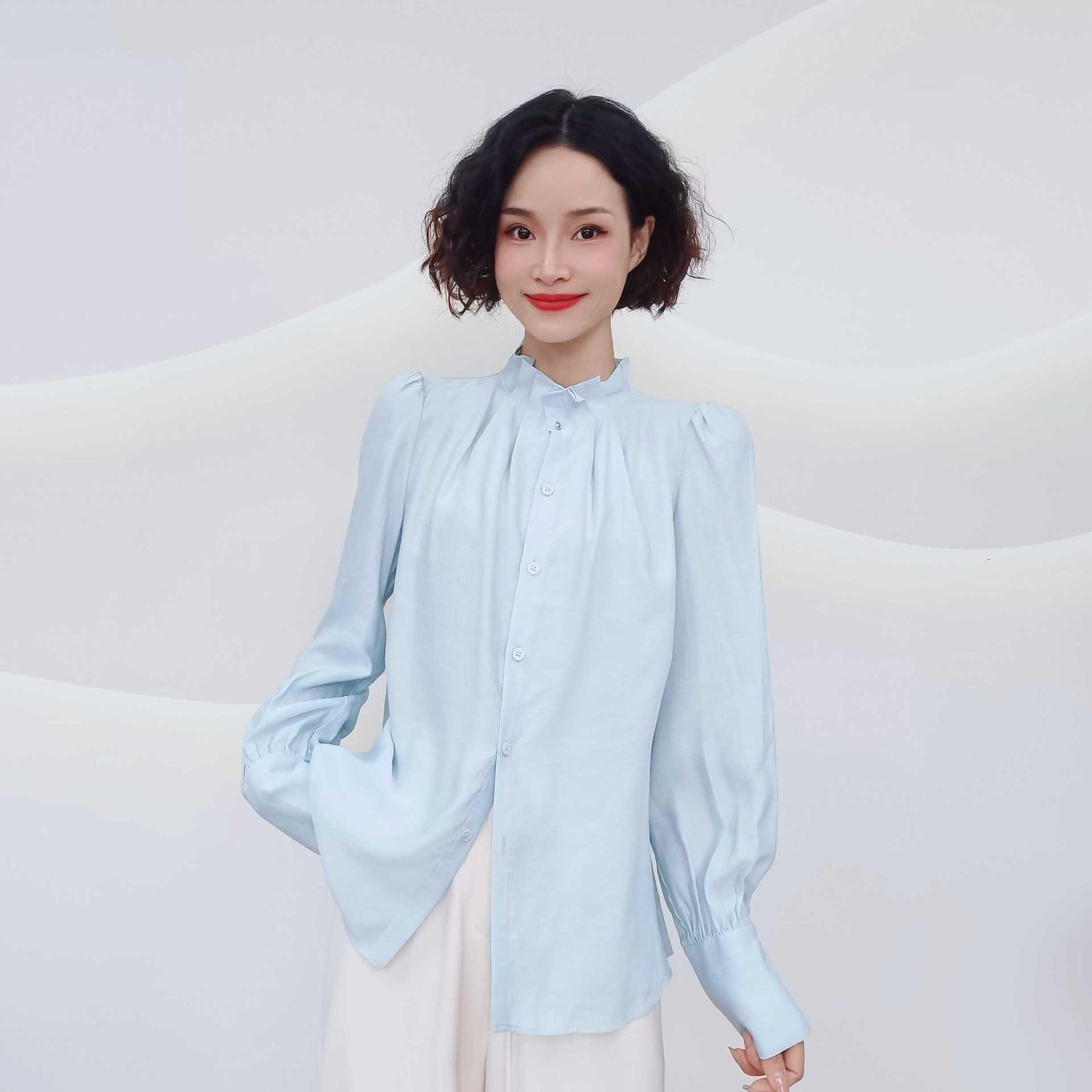 

0926 Spring/Summer Versatile Long-Sleeve Casual Shirt LY L (105-115 jin) небесно-голубой