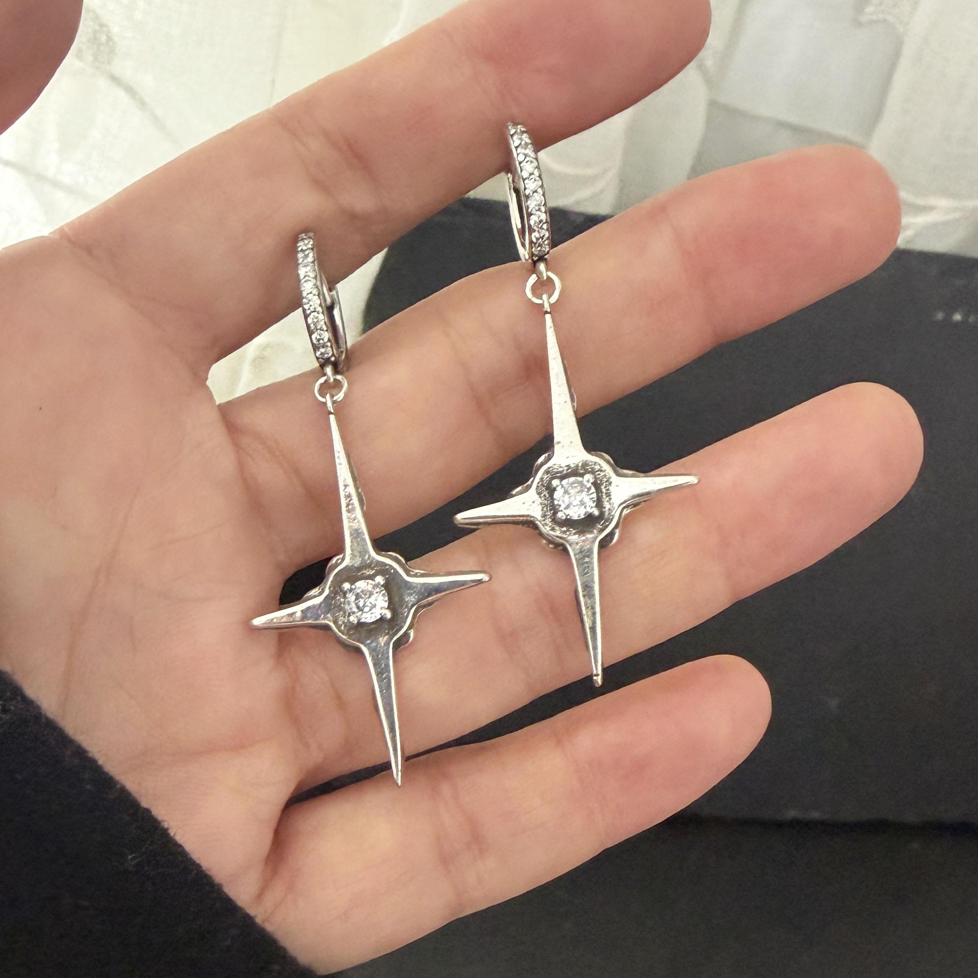 

925 Sterling Silver Vintage Earrings For Women Trendy Simple Firework Zircon Earring Jewelry Prevent Allergy Party Accessories