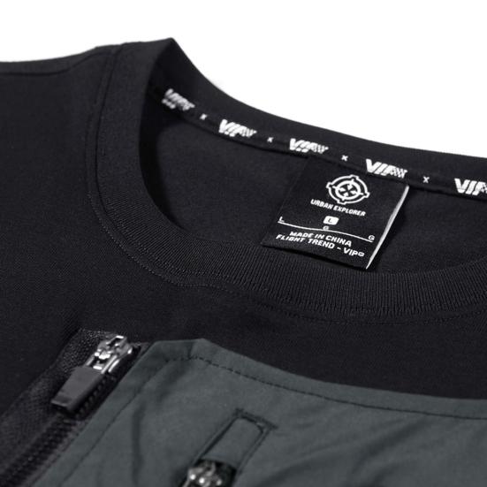Camicia da uomo Decorazione con cerniera Fresca Tasche staccabili Stile giovane Tessuto morbido Scollo a O Ampia Hip Hop Stile Girocollo Top da uomo Abbigliamento maschile