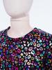 Girls Metallic Leopard Print T-Shirt Crop Top Short Sleeve Round Neck Cheerleading Costume