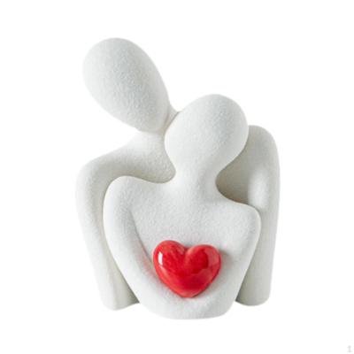 Abstract Ceramic Embracing Couple Figurine Anniversary Gift Romantic Valentines Day for Living
