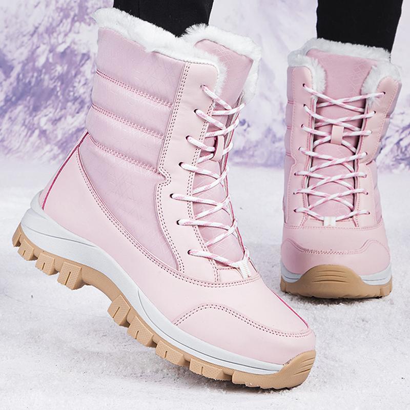 36-42 Dámské Velké Protiskluzové Módní Všestranné Venkovní Vysoké Bavlněné Boty se Sametem pro Teplo Sněhule