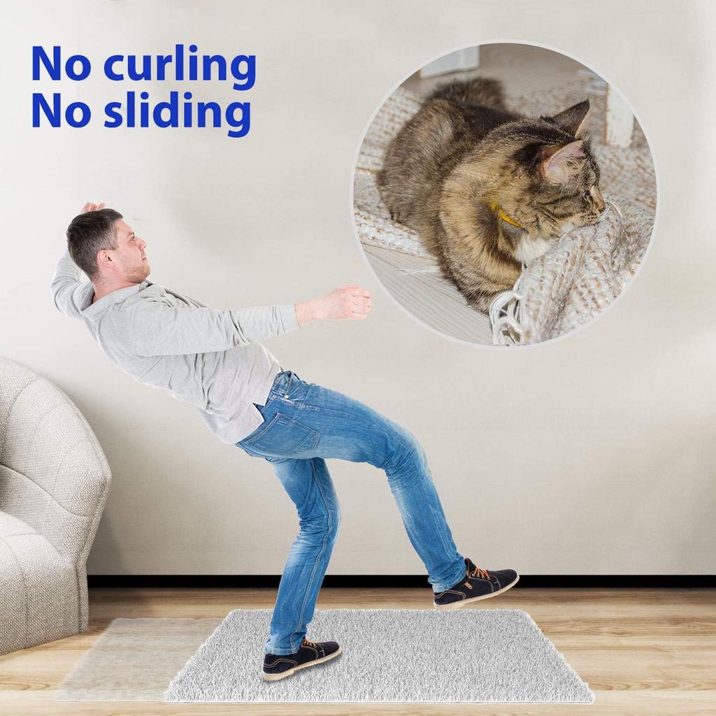 16 Pcs Rug Tape, Dual Sided Washable Removable Prevent Curling Rug Corner Holder, Keep Rug In Place Non Slip Adhesive Rug Stopper for Hardwood Floors