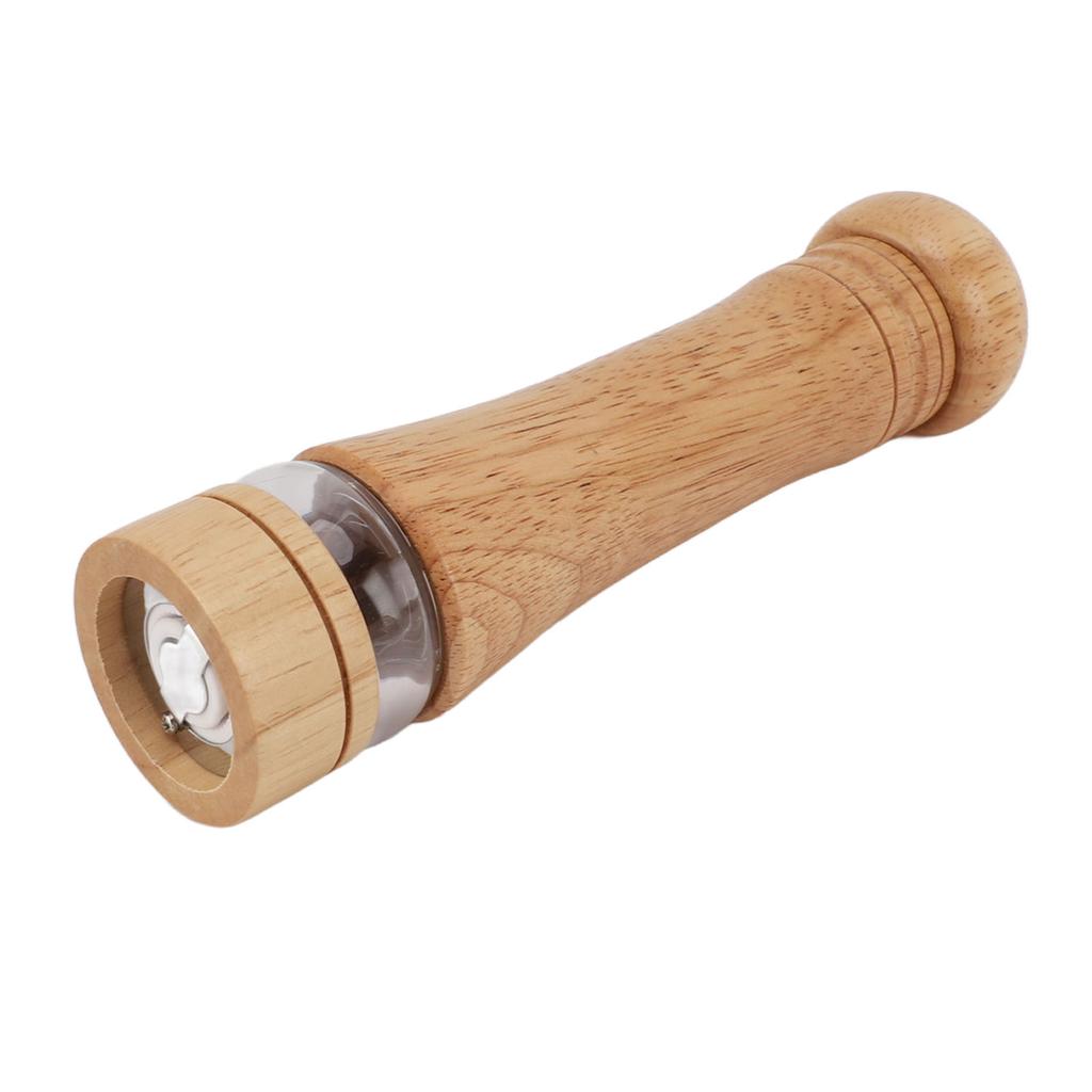 Wood Pepper Grinder with Clear Window Adjustable Coarseness Effortless Manual Operation Pepper Mill for Kitchen Light