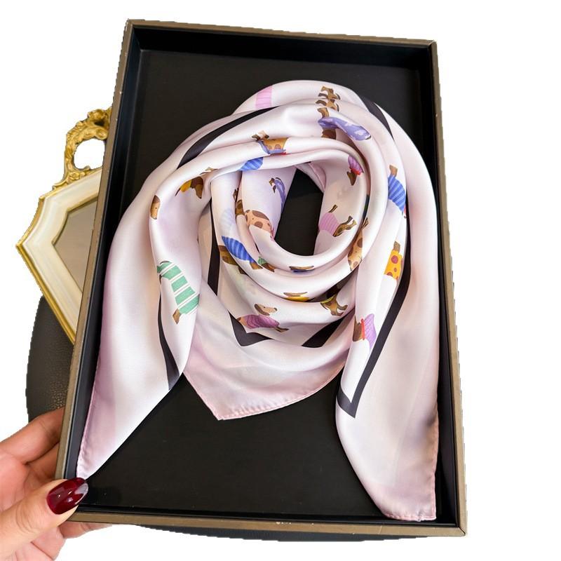 New puppy simulation silk printing silk scarf square scarf high-end shawl sunscreen neck professional scarf headscarf scarf
