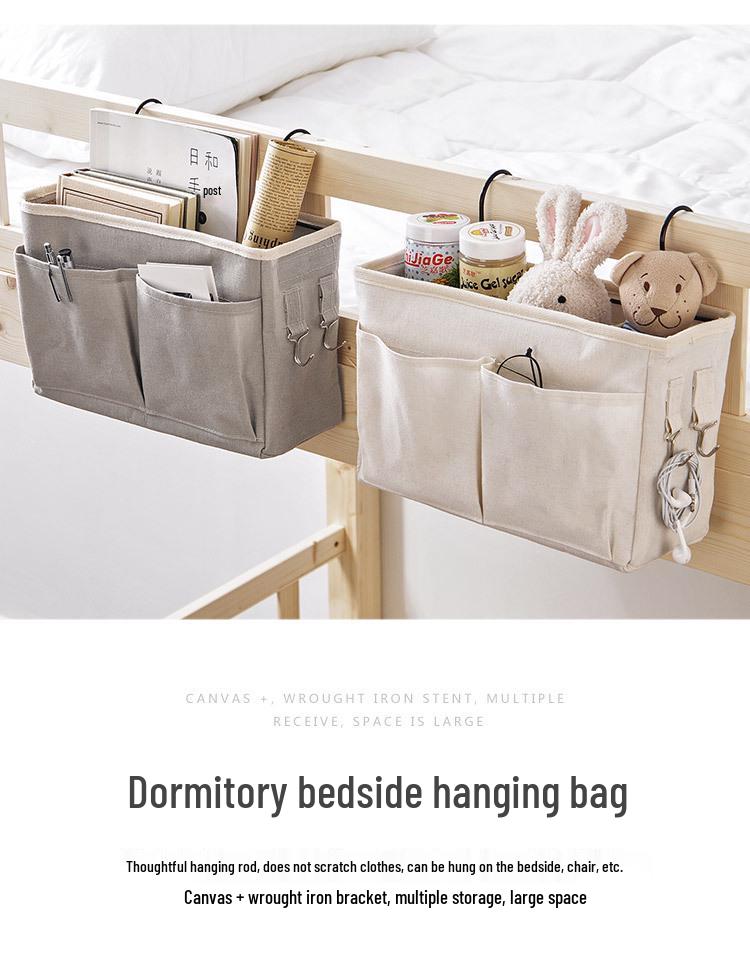 Nordic Creative Fabric Hanging Bedside Storage Bag - Bunk Bed Dormitory Organizer