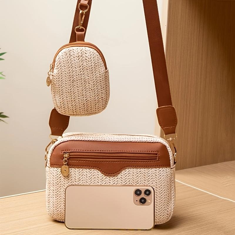 Women's oblique span bag woven small square bag