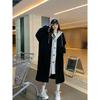 Chic Korean 2025 Autumn/Winter Long Hooded Lambswool Skirt Jacket