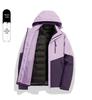 Unisex Color Block 3-in-1 Hooded Windproof Jacket with Detachable Down Liner