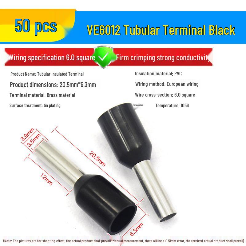 European Tubular Wire Connectors: VE0508, 7508, 1008, 1508, 2508 Pin Terminals