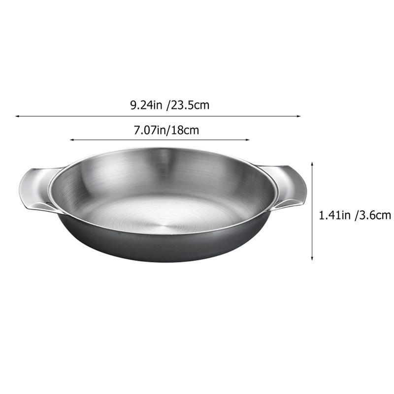 

18cm 20cm Stainless Steel Seafood Pot Dry Pot Double Ear Korean Pan Flat Bottom Kitchenware Wear Resistant Fry Hot Household
