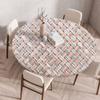 Wooden Patterns Round Table Cover Waterproof Oilproof Stain-Resistant Print Elastic Tablecloth for Kitchen Home Dustproof Decor