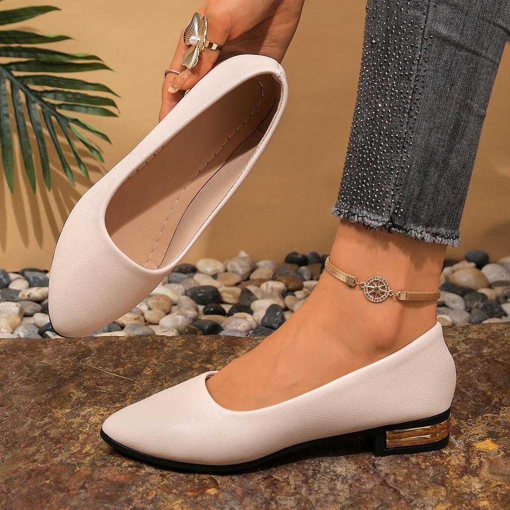 Doudou shoes 22 spring new big yard pointed toe shallow simple mother shoes