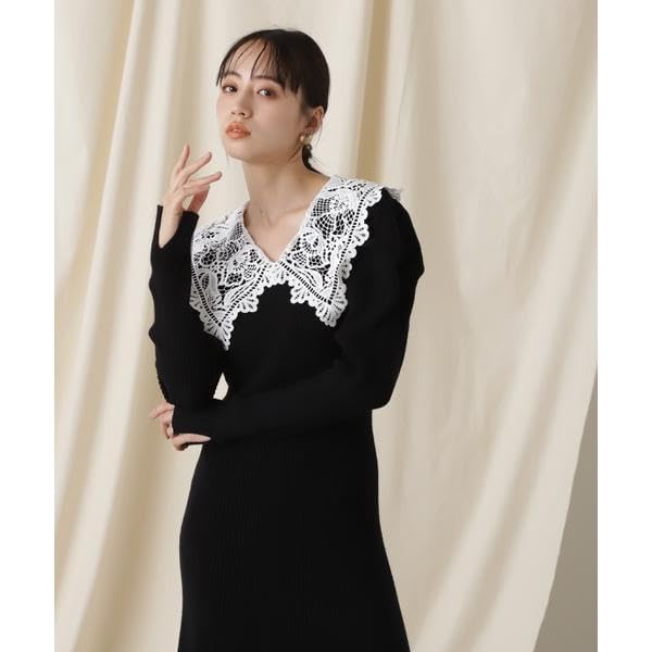 Jill by Jill Stuart Women's Ecru Lace-Collar Knit Dress, Casual Dress