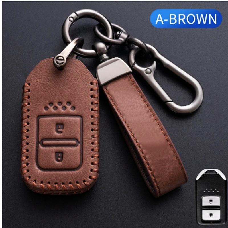 Leather Car Remote Key Cover Case Shell For Honda Civic City Accord CRV CR-V XR-V Odyssey Vezel Jade Crider Fit Accessories
