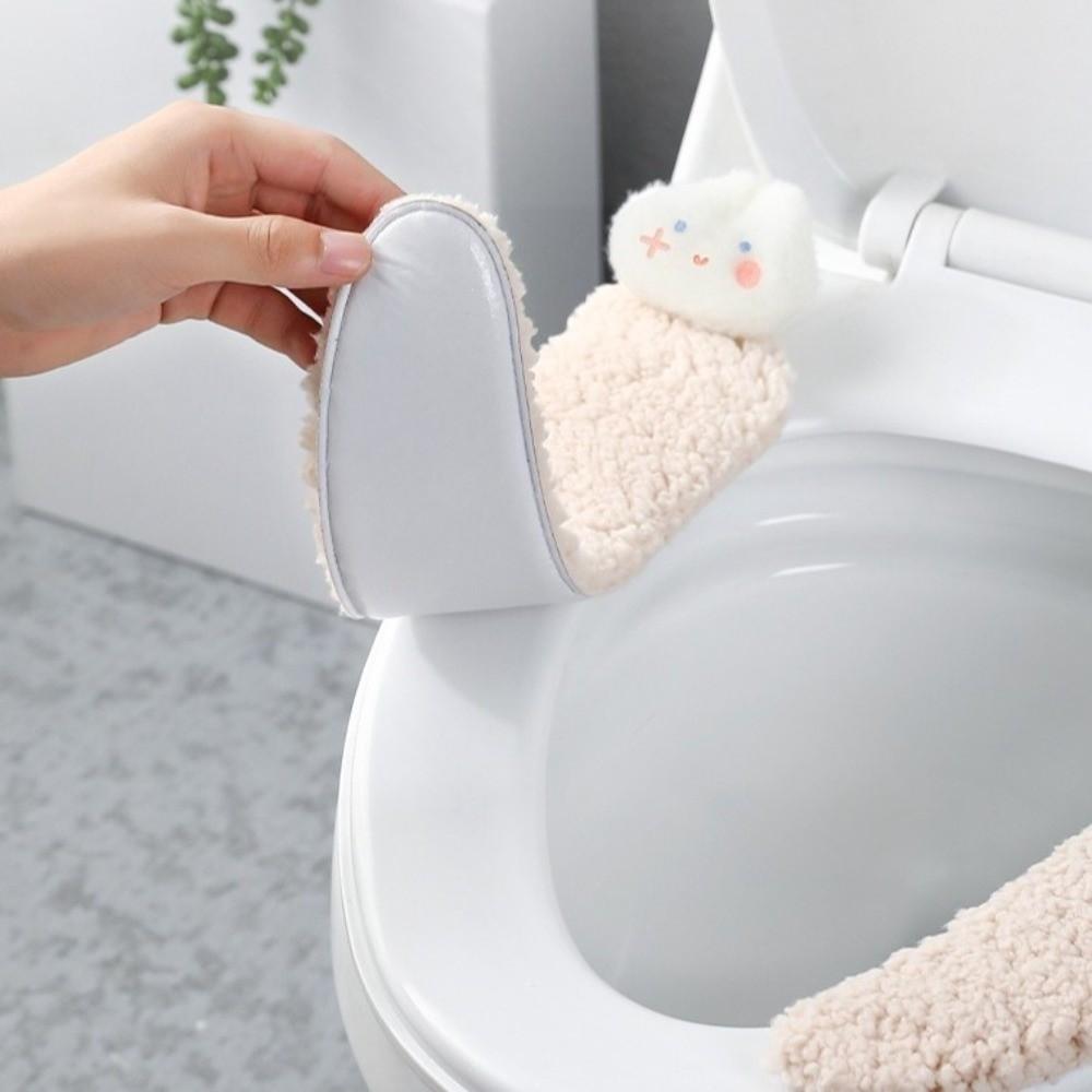 Adhesive Adhesive Toilet Mat Comfortable Cartoon Rabbit Toilet Mat Lamb Fleece Toilet Mat Home Use