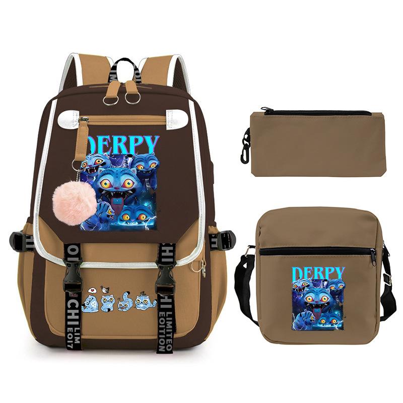 Animation Cartoon Peripheral Printing Children'S Backpack Campus Large Capacity Primary And Secondary School Students Schoolbag Three-Piece Set