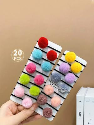 Dekoratives Haaraccessoire Für 20 Stück Bunte Niedliche Fellkugel Elastische Haargummis Kleine Kugel Haargummis Haarbänder Kopfschmuck Outdoor