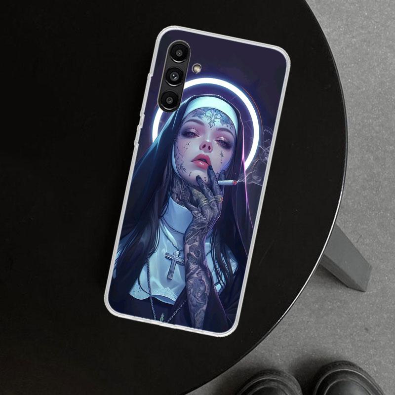 Dark Demon Nun Phone Case Cover for Samsung Galaxy A17 A16 A26 A36 A56 A57 A37 A15 A25 A35 A55 A14 A24 A34 A54 A13 A23 A33 A53 G