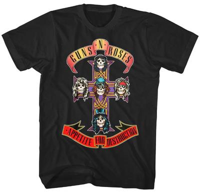 Guns N Roses Appetite for Destruction Herren T-Shirt Musik Klassische Band T-Shirt Schwarz