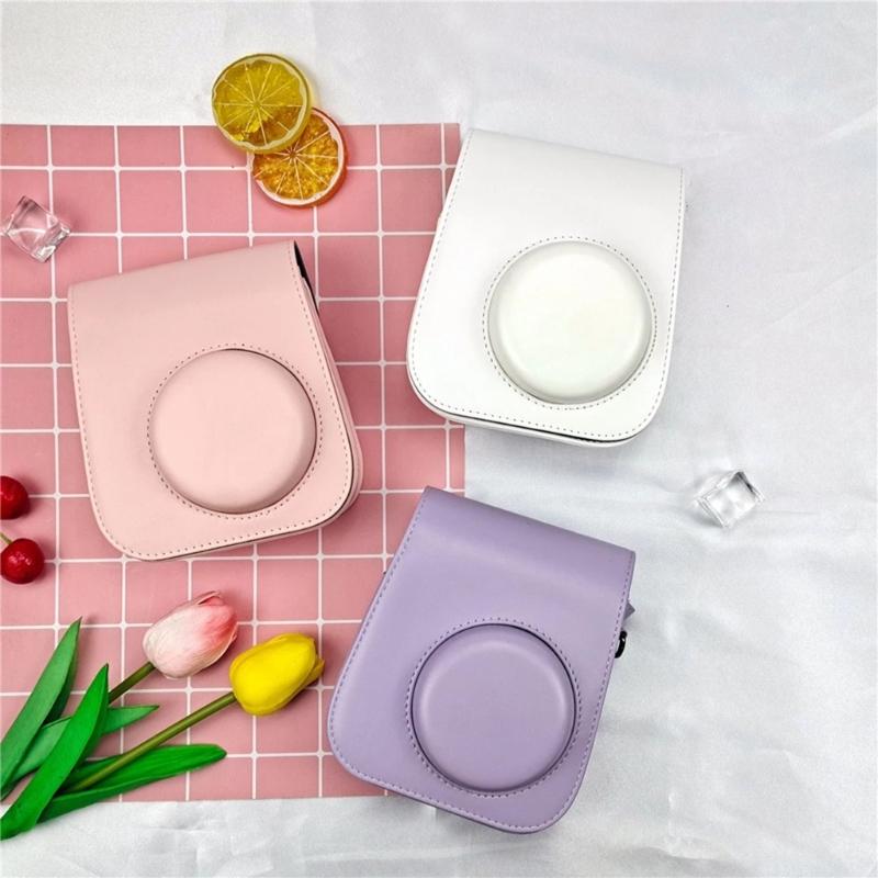 Camera Cover Bag for Instax Mini 11 PU Leather Protector with Shoulder Strap Camera Holder Dustproof Camera Cases