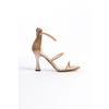 Marta Model Silver Sultan Stone Ribbed Heeled Stiletto