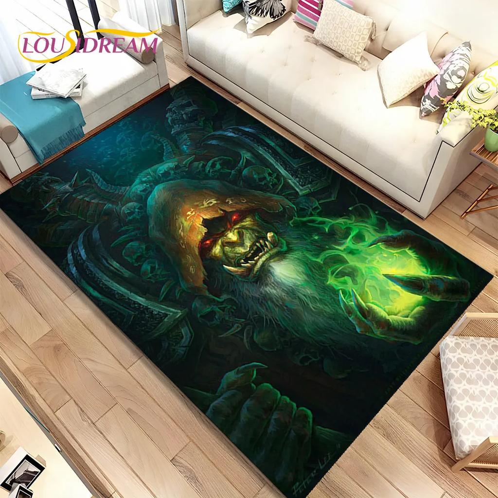 World of Warcraft, WOW, Game Gamer-Bereichsteppich, Teppichteppich für Wohnzimmer, Schlafzimmer, Sofa, Fußmatte, Dekoration, rutschfeste Kinder-Bodenmatte, 3D