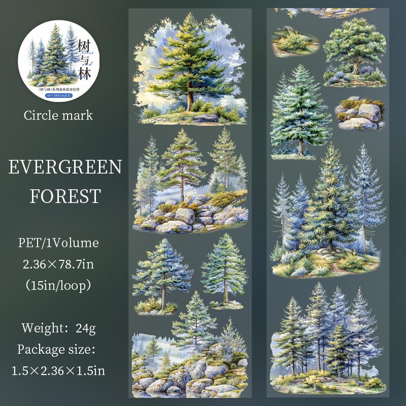 

60mm*2m Forest PET Tape Collage Decor Junk Journal DIY Scrapbooking School Stationery Supplies Planner Aesthetics Masking Tapes