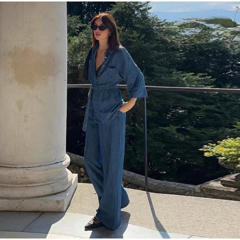 Fashion Women's Baggy Jeans Elegant High Waist Pocket Wide Leg Female Trouser 2025 Spring Lady Casual All-match Denim Pant New