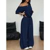 Women's Drop Shoulder Short Sleeve T-Shirts Loose Fit Wide Leg Pants Sets Casual Two Piece Outfits
