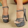 Eilyken New Denim Narrow Band Buckle Strap Women Sandals Summer Open Toe Stiletto High Heels Stripper Party Shoes